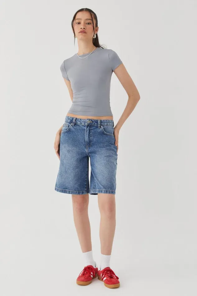 Clothing Supr T Shirts Luxe Longline Tee Moonlight Grey
