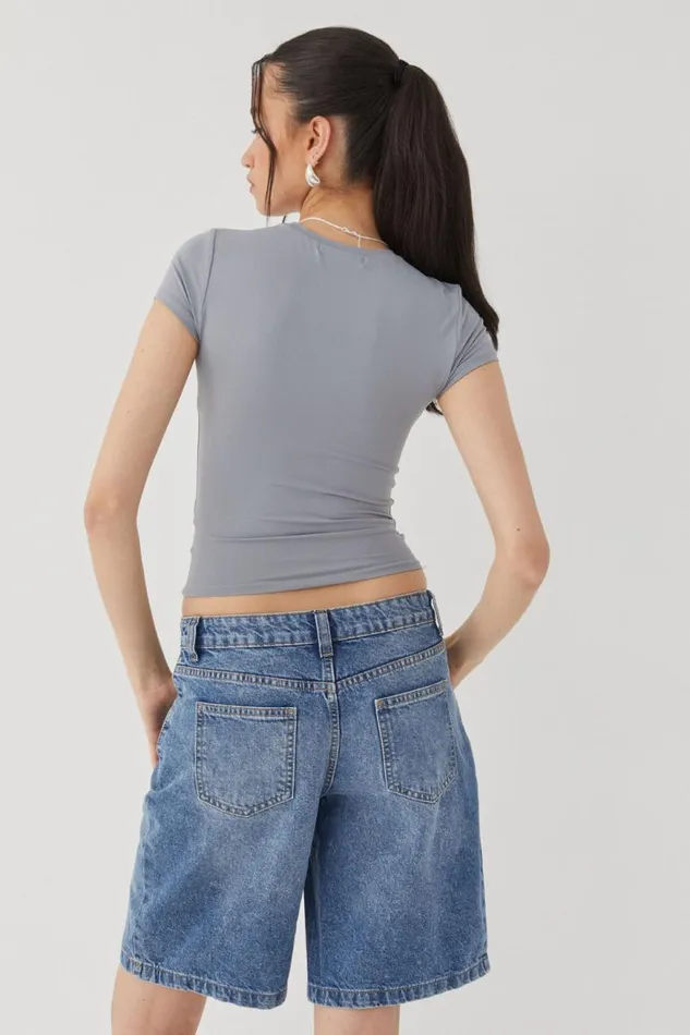 Clothing Supr T Shirts Luxe Longline Tee Moonlight Grey