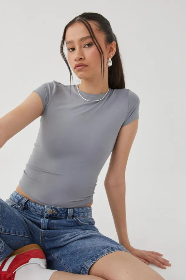 Clothing Supr T Shirts Luxe Longline Tee Moonlight Grey