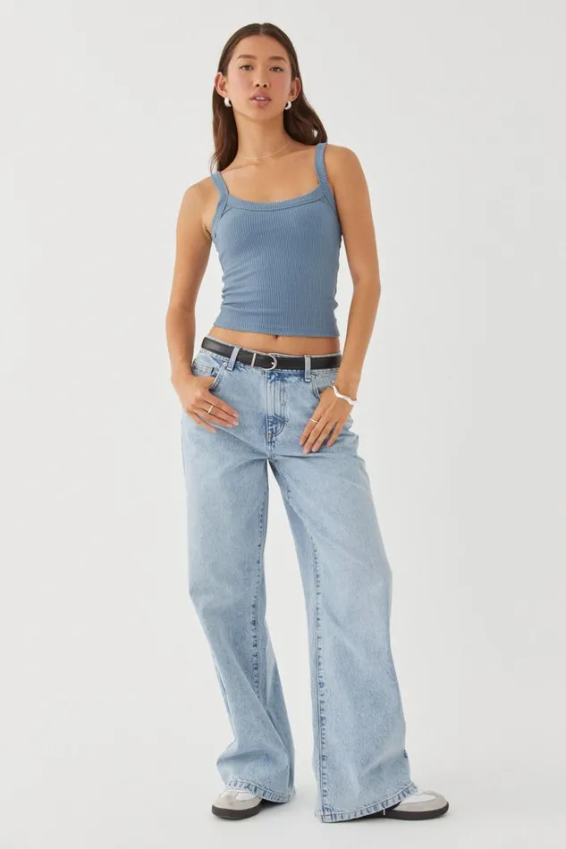 Clothing Supr Tank Tops Riri Scoop Neck Tank Weathered Teal