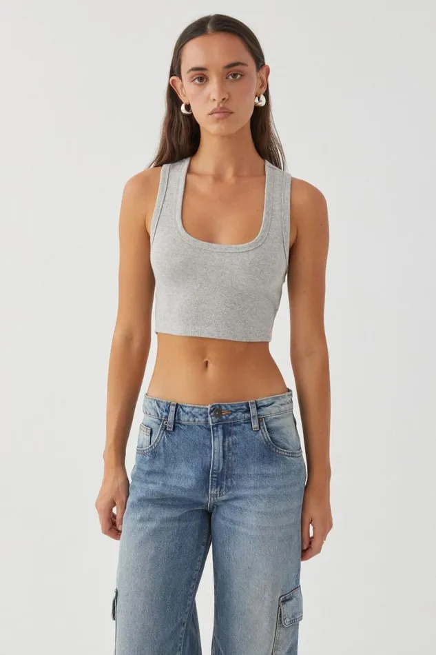 Clothing Supr Tank Tops Taylor Scoop Neck Tank Grey Marle
