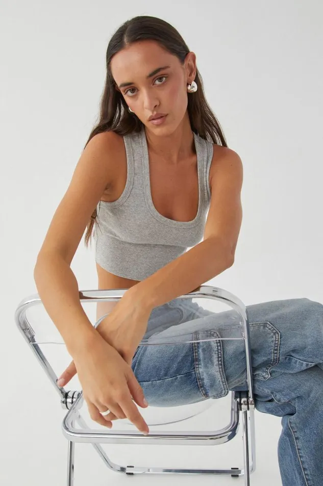 Clothing Supr Tank Tops Taylor Scoop Neck Tank Grey Marle