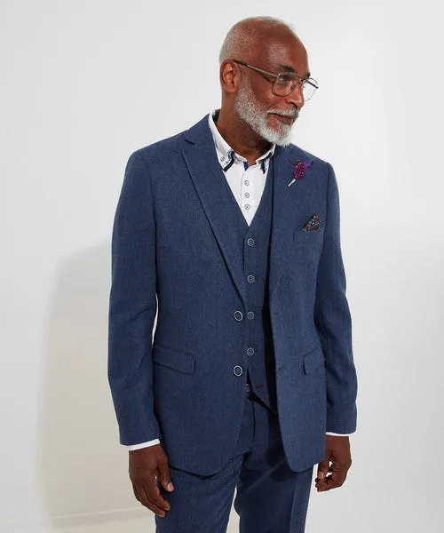 Coats and Jackets Handsome Herringbone Blazer Navy Joebrowns Apparel