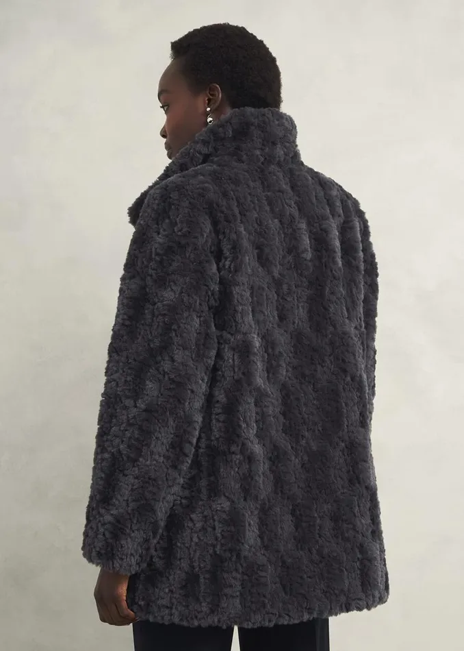 Coats and Jackets Women HOBBS Briony Faux Fur Coat Dark Charcoal