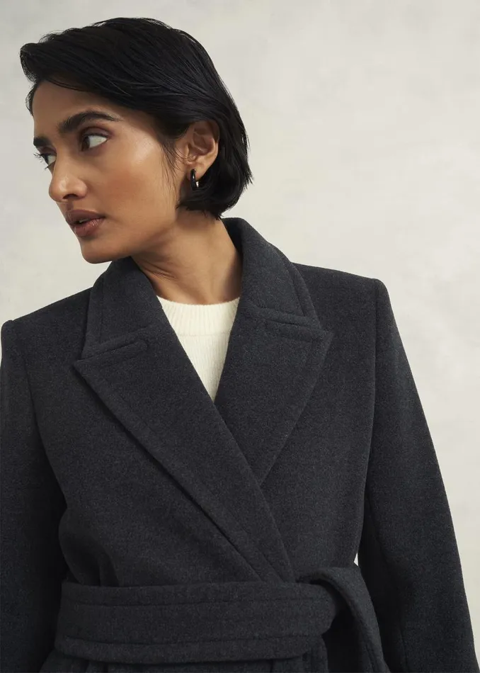 Coats and Jackets Women HOBBS Clarendon Wool Blend Coat Charcoal