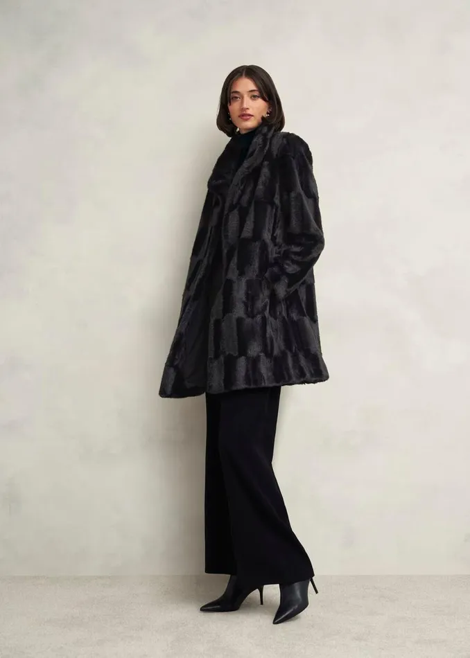 Coats and Jackets Women HOBBS Petite Rosanne Faux Fur Coat Black