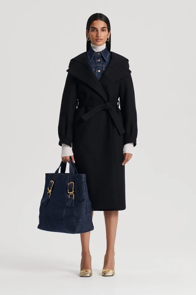 Coats Women HOODED DUFFLE BLACK Scanlan Theodore