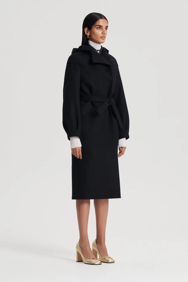 Coats Women HOODED DUFFLE BLACK Scanlan Theodore Coats Women HOODED DUFFLE BLACK Scanlan Theodore