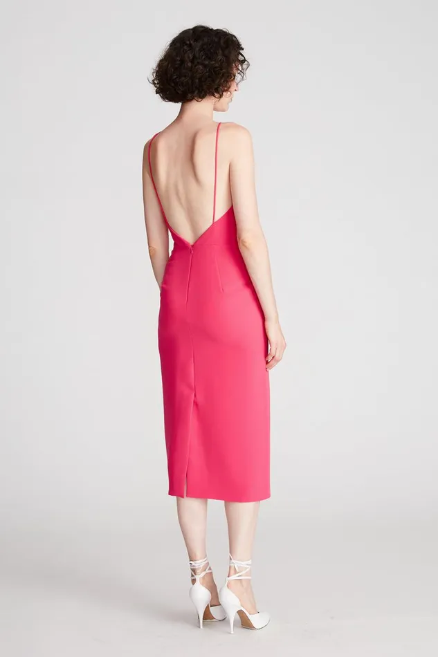 Cocktail Women Halston Adrina Dress In Stretch Crepe Magenta