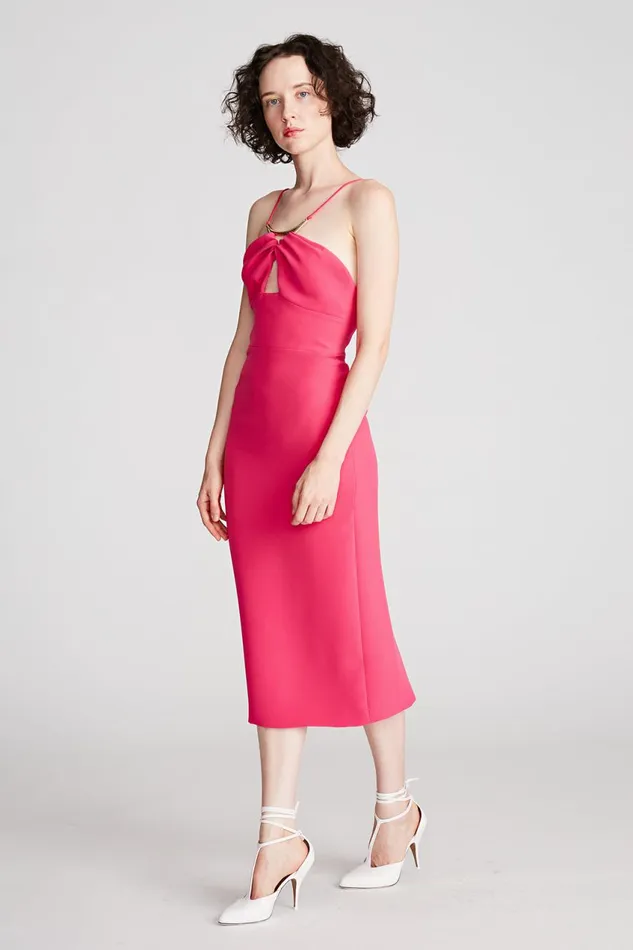 Cocktail Women Halston Adrina Dress In Stretch Crepe Magenta Cocktail Women Halston Adrina Dress In Stretch Crepe Magenta