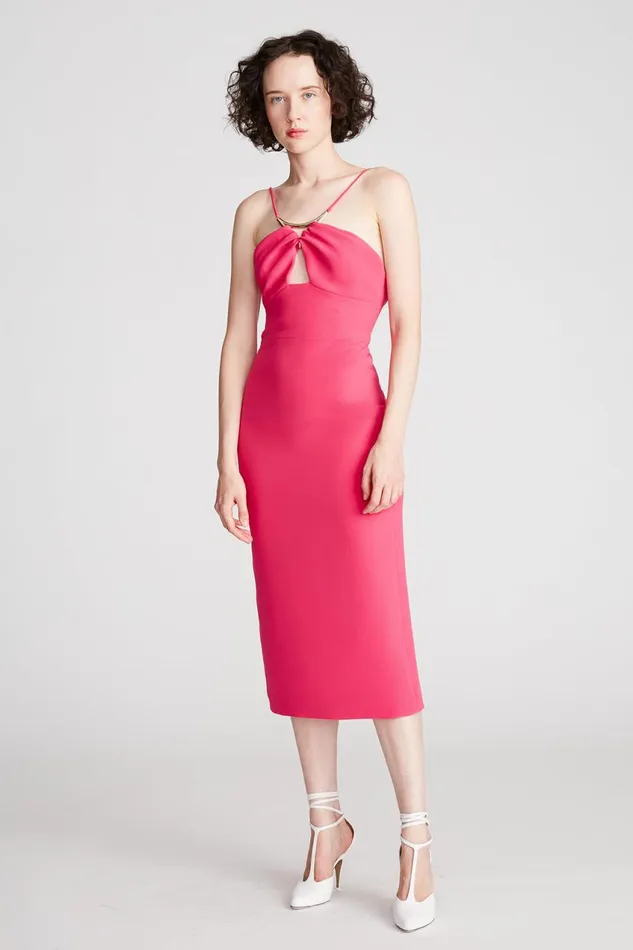Cocktail Women Halston Adrina Dress In Stretch Crepe Magenta Cocktail Women Halston Adrina Dress In Stretch Crepe Magenta