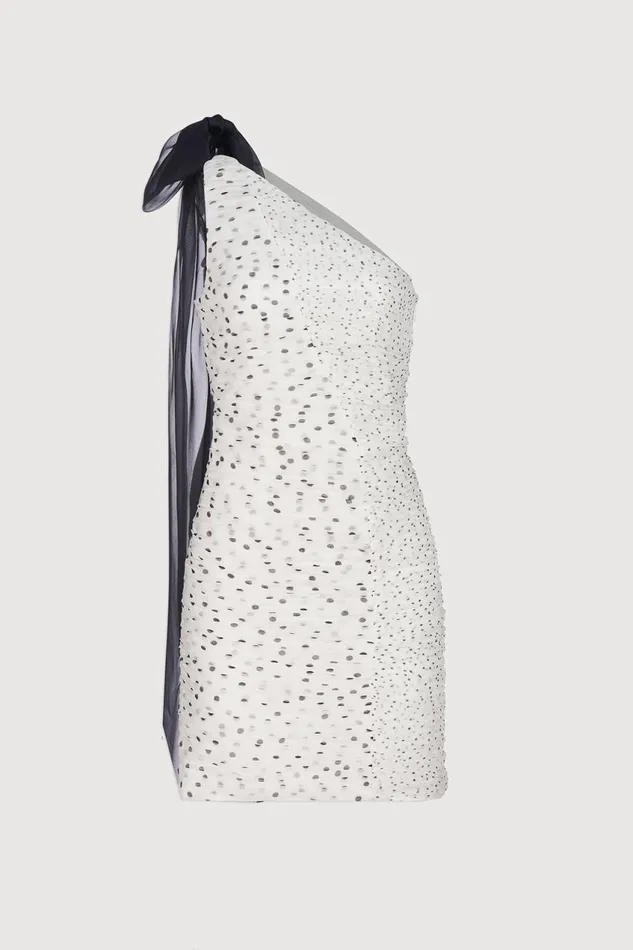 Cocktail Women Halston Analise Dress In Micro Dot Chalk Black Cocktail Women Halston Analise Dress In Micro Dot Chalk Black
