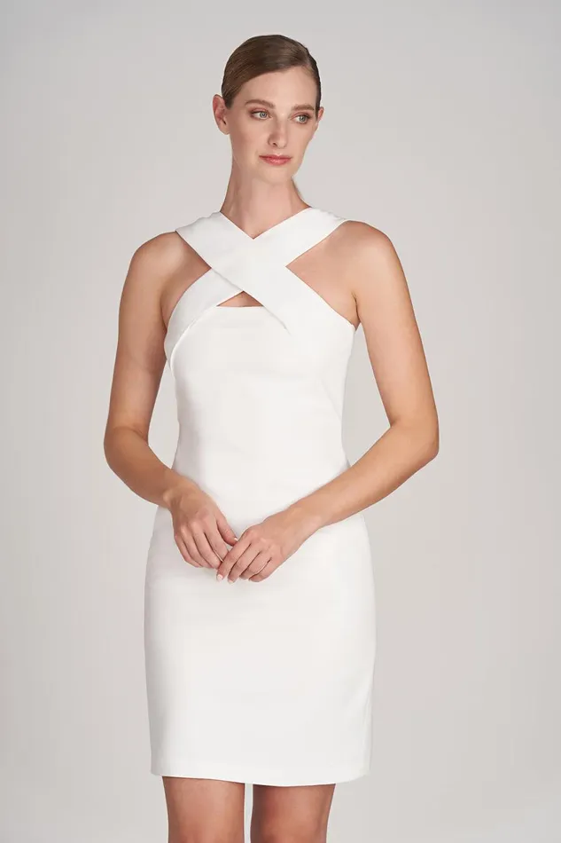 Cocktail Women Halston Andie Stretch Crepe Dress Chalk