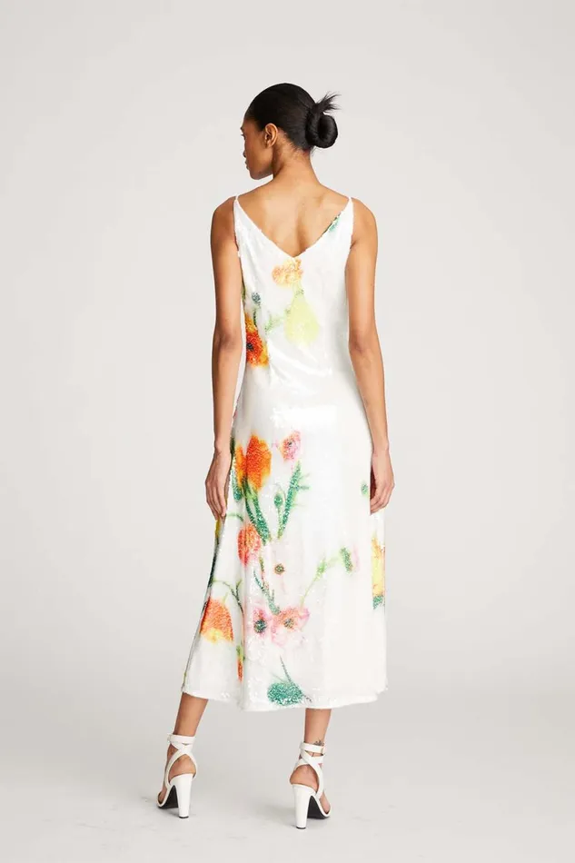 Cocktail Women Halston Caralyn Dress In Floral Sequin Chalk Blurred Floral Cocktail Women Halston Caralyn Dress In Floral Sequin Chalk Blurred Floral