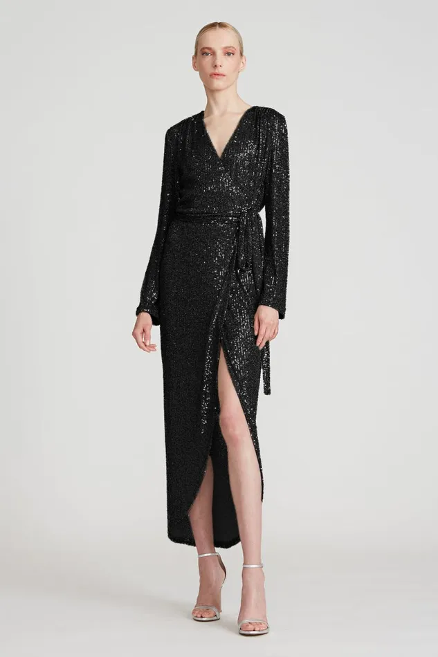 Cocktail Women Halston Falan Sequin Cocktail Dress Black