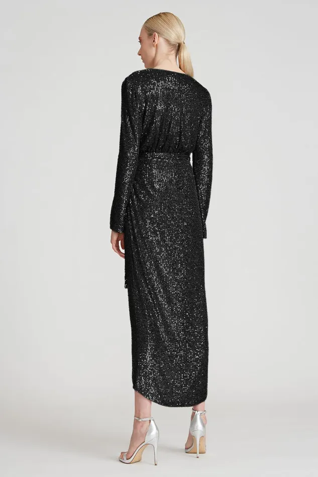 Cocktail Women Halston Falan Sequin Cocktail Dress Black
