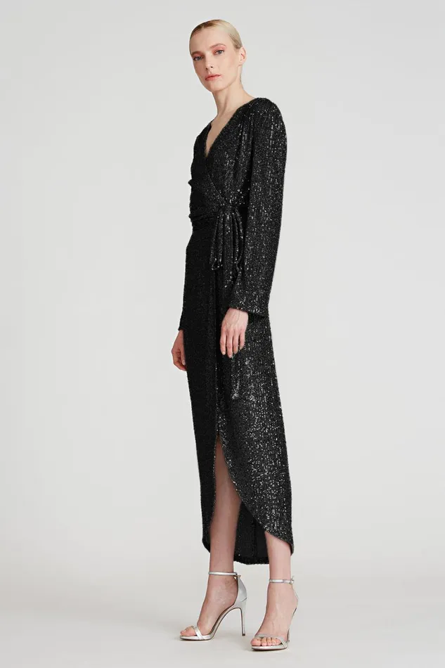 Cocktail Women Halston Falan Sequin Cocktail Dress Black