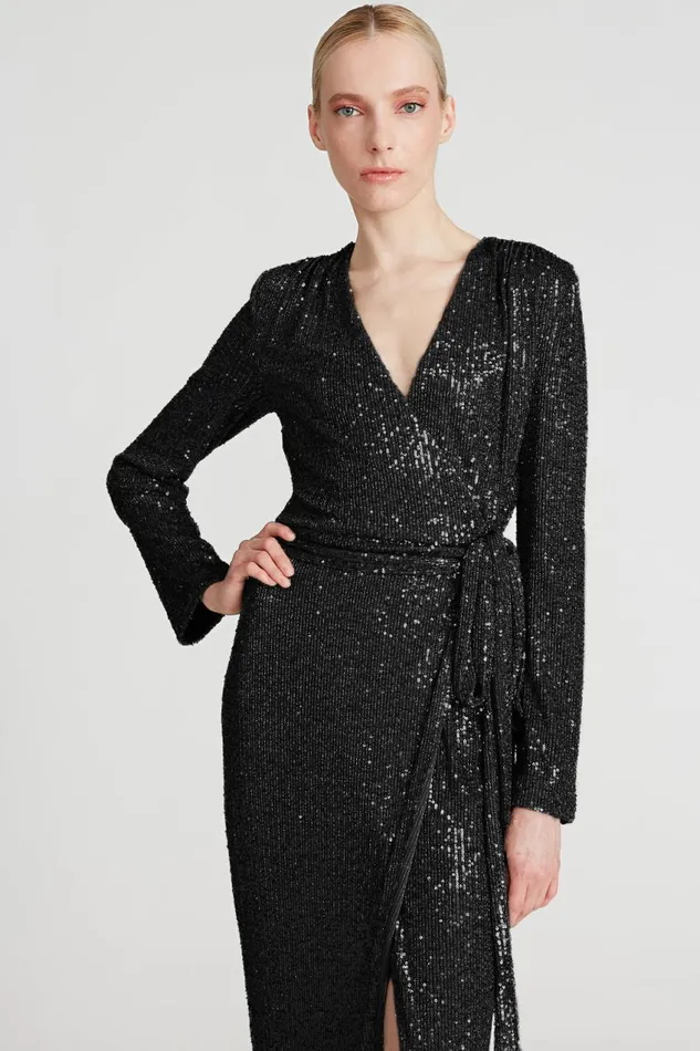 Cocktail Women Halston Falan Sequin Cocktail Dress Black