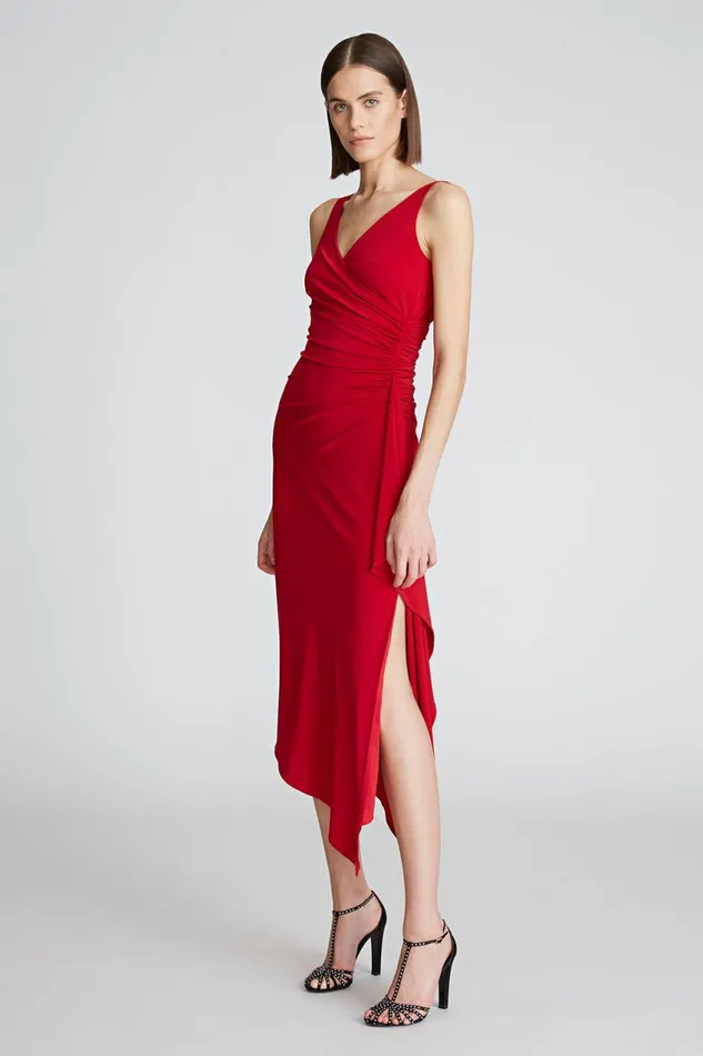 Cocktail Women Halston Johanna Dress In Jersey Halston Red
