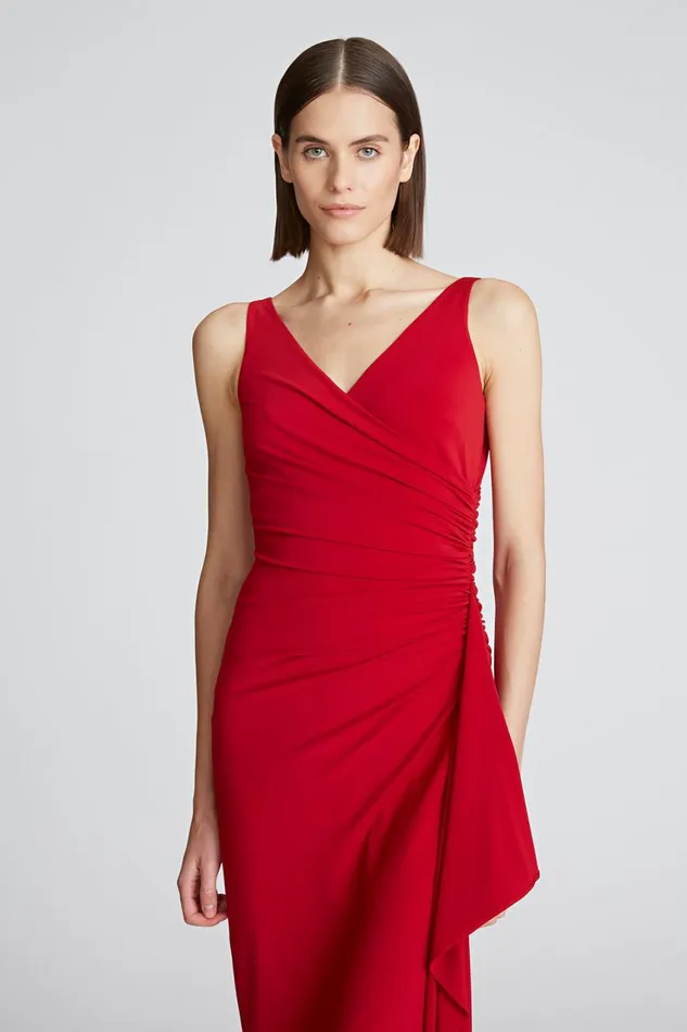 Cocktail Women Halston Johanna Dress In Jersey Halston Red Cocktail Women Halston Johanna Dress In Jersey Halston Red