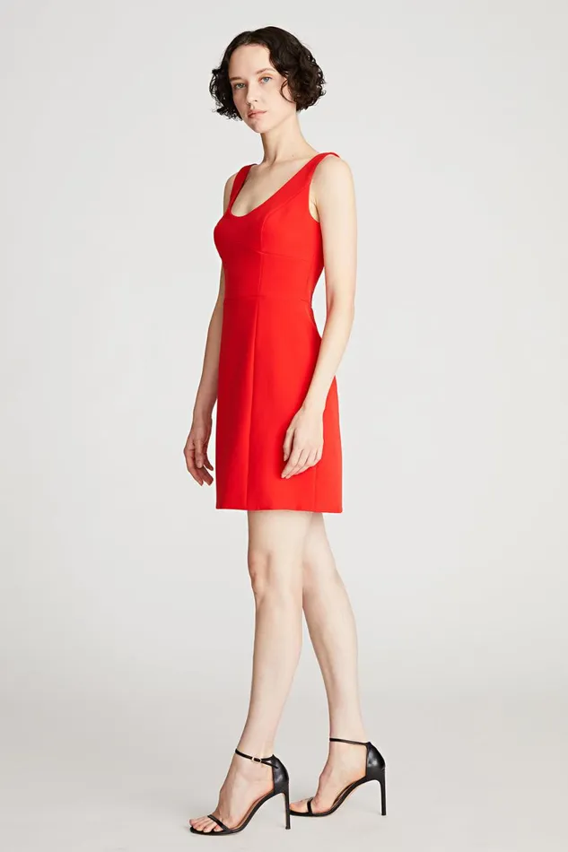 Cocktail Women Halston Larisa Dress In Stretch Crepe Lipstick Red