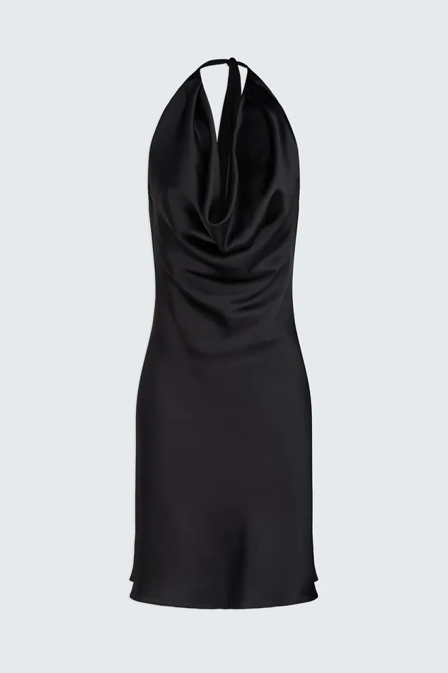 Cocktail Women Halston Leigh Dress In Liquid Satin Black Cocktail Women Halston Leigh Dress In Liquid Satin Black