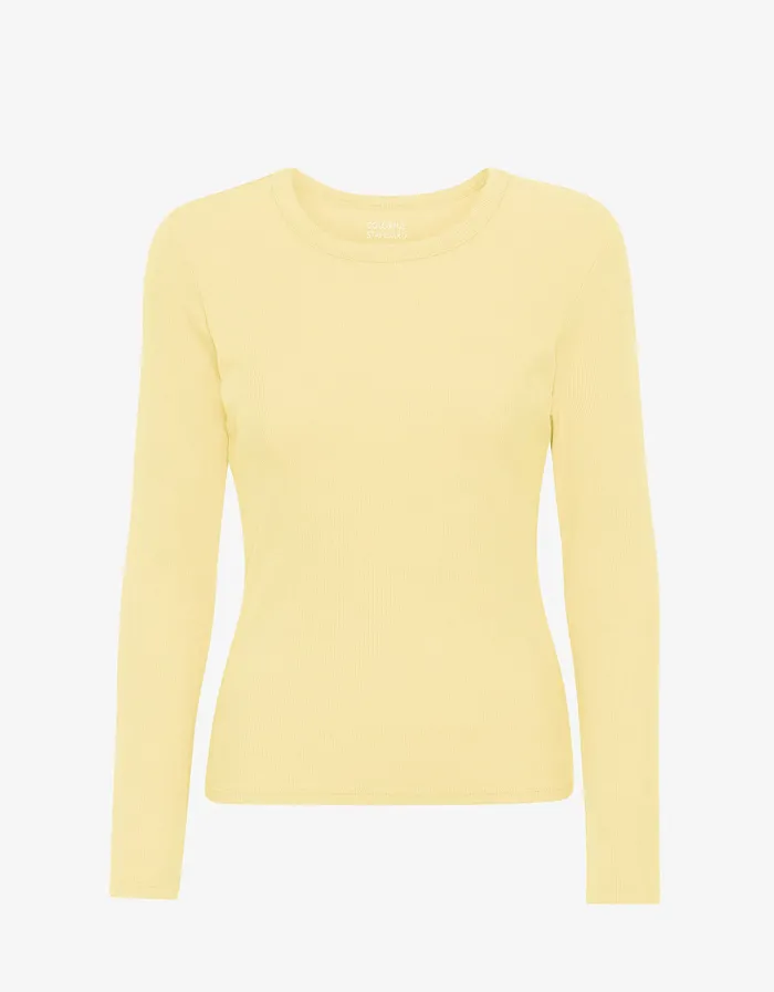 Colorfulstandard Long Sleeve Tops Women Women Organic Rib LS TShirt 8211 Soft Yellow