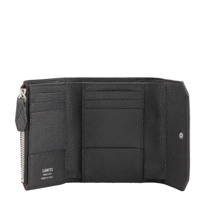 Compact Medium Wallet With Flap Black Women Lancel Wallet