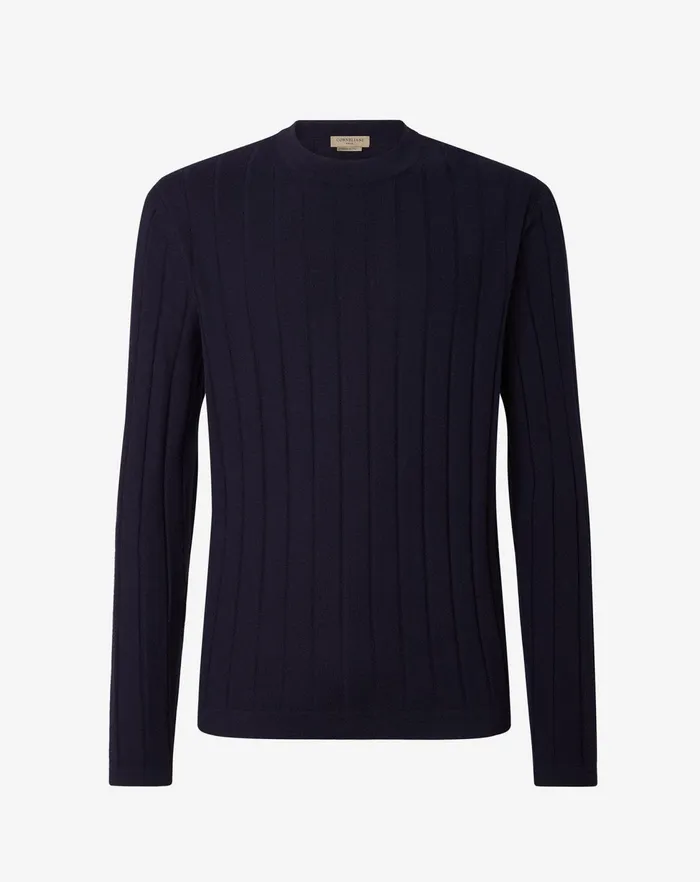 Corneliani Knitwear Navy Blue Extrafine Merino Crewneck Sweater For Men 8211 Men