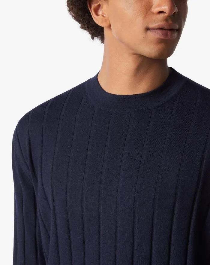 Corneliani Knitwear Navy Blue Extrafine Merino Crewneck Sweater For Men 8211 Men