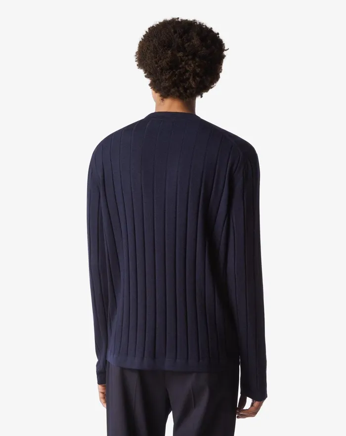 Corneliani Knitwear Navy Blue Extrafine Merino Crewneck Sweater For Men 8211 Men