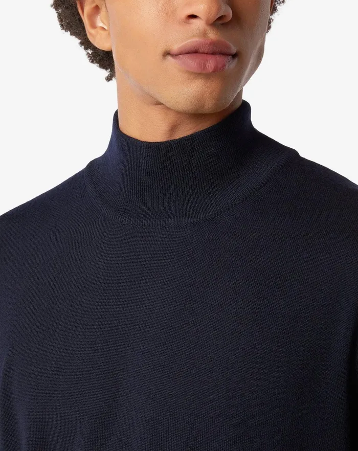 Corneliani Knitwear Navy Blue Ultralight Merino Turtleneck Sweater 8211 Men