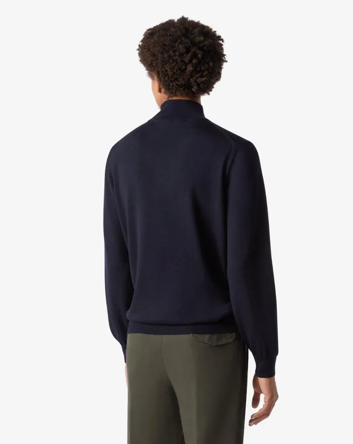 Corneliani Knitwear Navy Blue Ultralight Merino Turtleneck Sweater 8211 Men