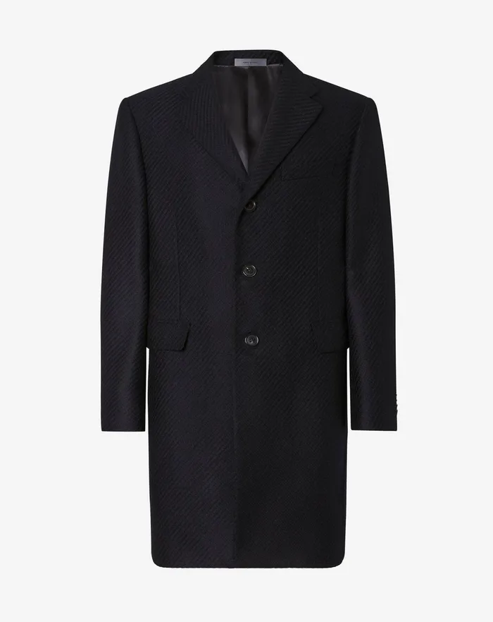 Corneliani Outerwear And Coats Black Wool And Cashmere Singlebreasted Coat For Men 8211 Men