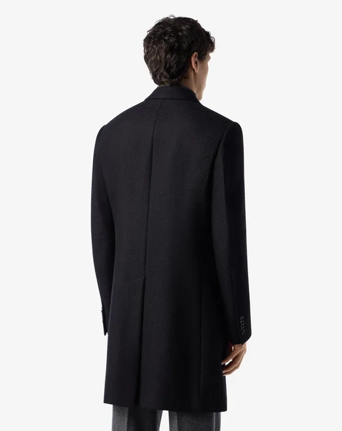 Corneliani Outerwear And Coats Black Wool And Cashmere Singlebreasted Coat For Men 8211 Men