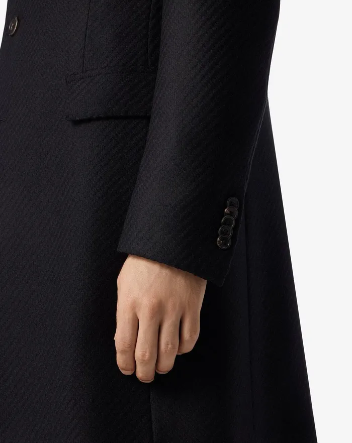 Corneliani Outerwear And Coats Black Wool And Cashmere Singlebreasted Coat For Men 8211 Men