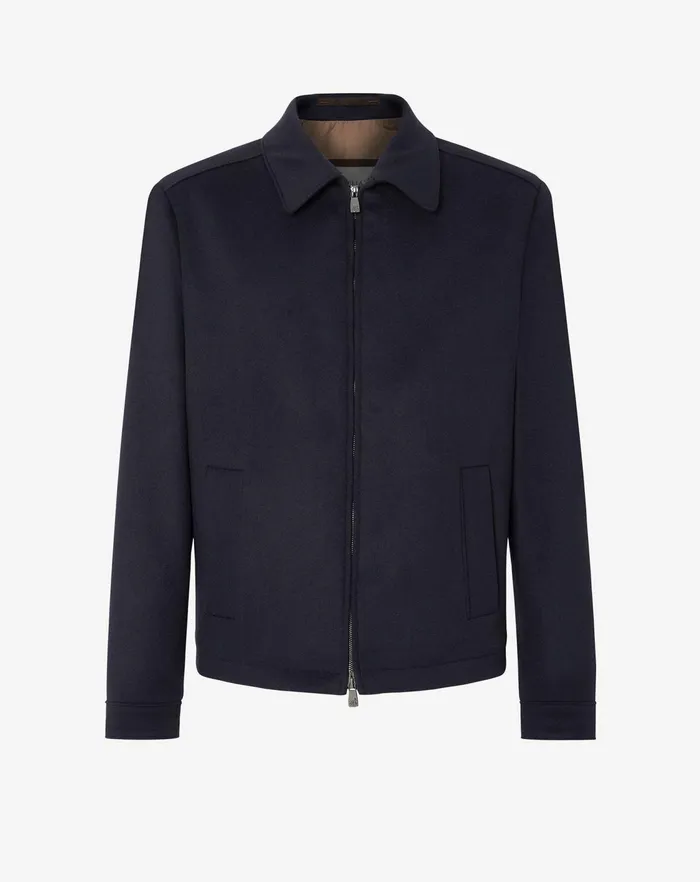 Corneliani Outerwear And Coats Blue Wool Beaver Jacket For Men 8211 Men