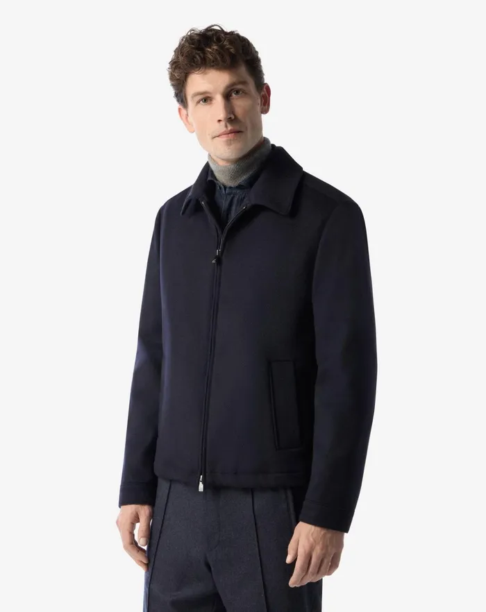Corneliani Outerwear And Coats Blue Wool Beaver Jacket For Men 8211 Men