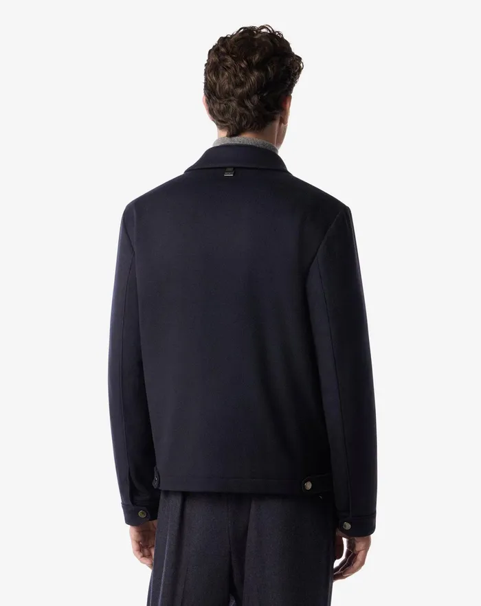 Corneliani Outerwear And Coats Blue Wool Beaver Jacket For Men 8211 Men