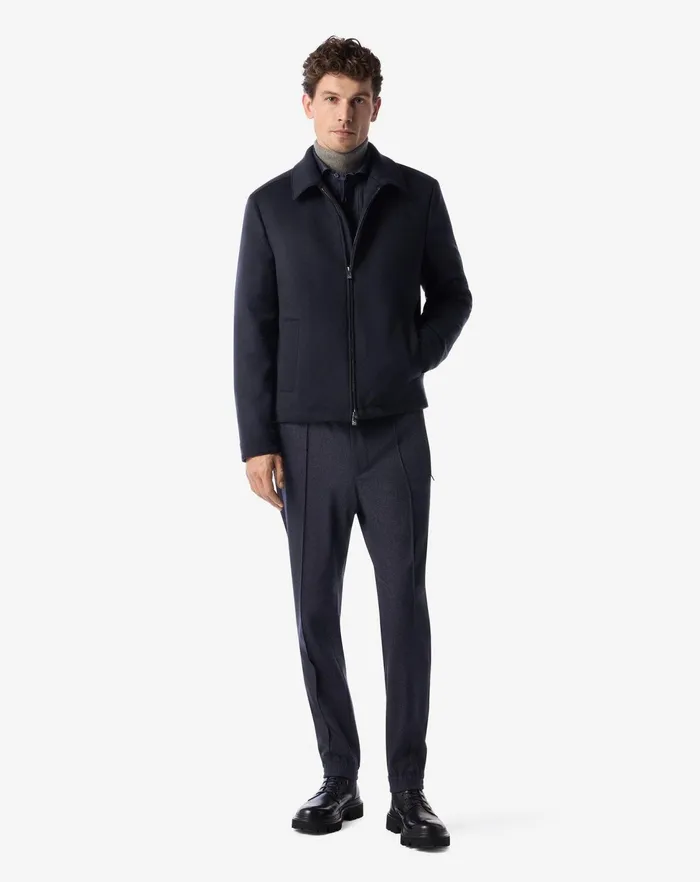 Corneliani Outerwear And Coats Blue Wool Beaver Jacket For Men 8211 Men