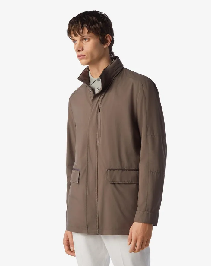 Corneliani Outerwear And Coats Brown Technical Poplin Field Jacket 8211 Men