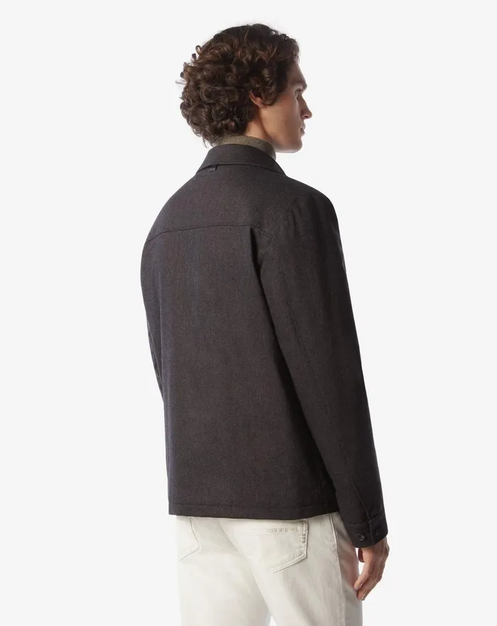 Corneliani Outerwear And Coats Dark Grey Techwool Overshirt 8211 Men