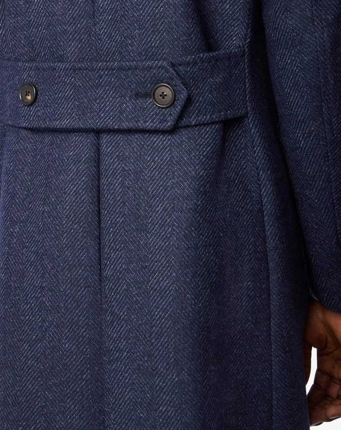 Corneliani Outerwear And Coats Denimblue Herringbone Wool Coat For Men 8211 Men