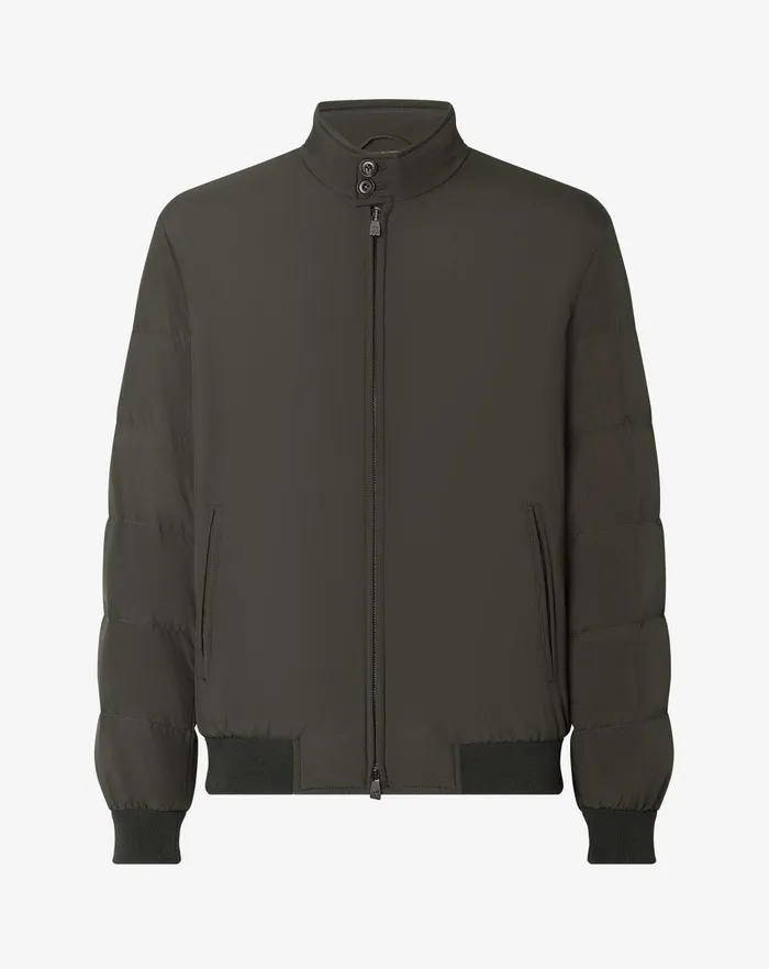 Corneliani Outerwear And Coats Forest Green Real Down Padded Bomber Jacket For Men 8211 Men
