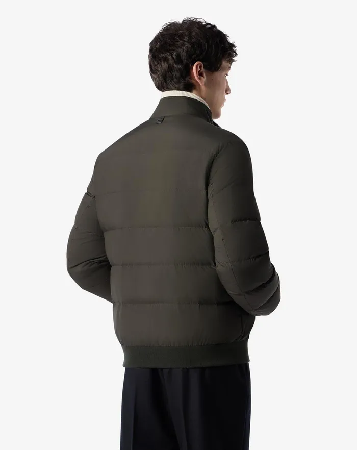 Corneliani Outerwear And Coats Forest Green Real Down Padded Bomber Jacket For Men 8211 Men