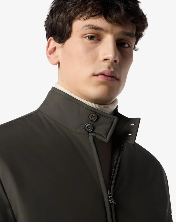 Corneliani Outerwear And Coats Forest Green Real Down Padded Bomber Jacket For Men 8211 Men