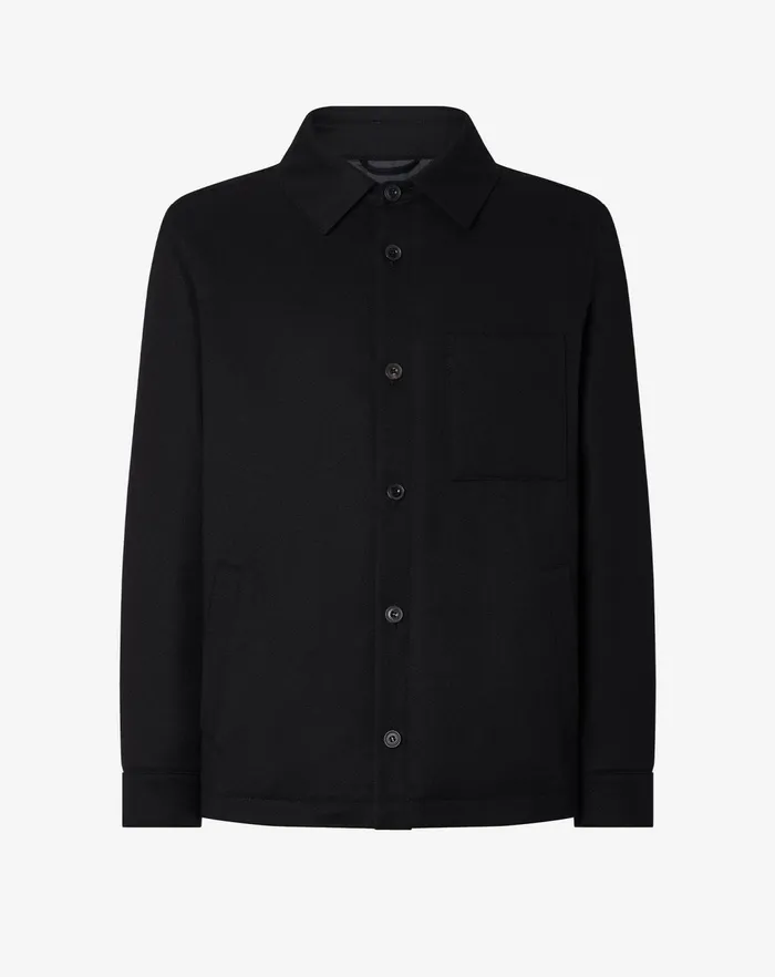 Corneliani Outerwear And Coats Navy Blue Flannel Overshirt For Men 8211 Men