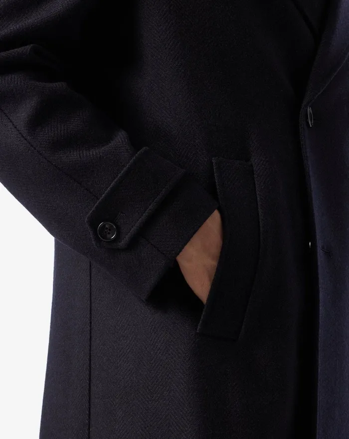 Corneliani Outerwear And Coats Navy Blue Herringbone Wool Doublebreasted Coat 8211 Men