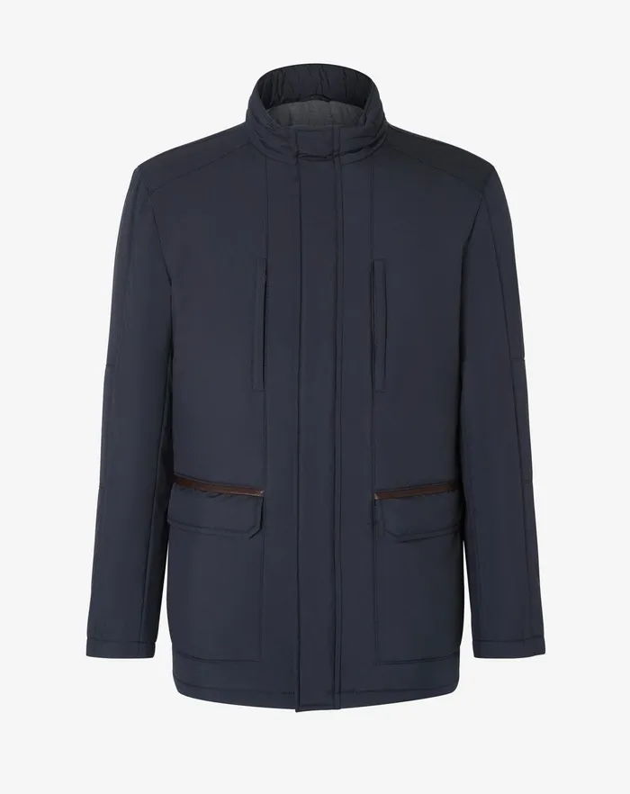 Corneliani Outerwear And Coats Navy Blue Technical Fabric Field Jacket 8211 Men