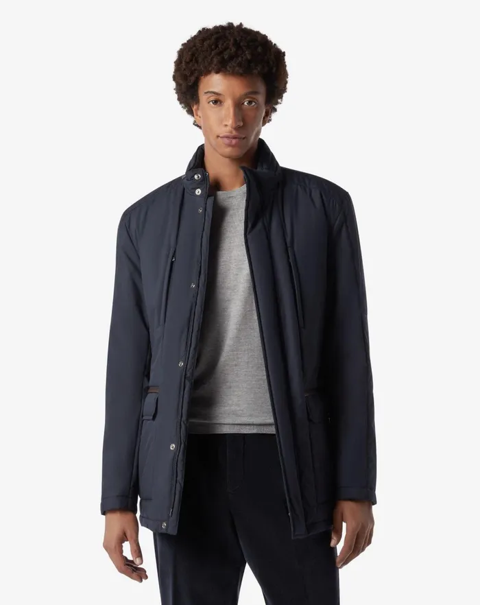 Corneliani Outerwear And Coats Navy Blue Technical Fabric Field Jacket 8211 Men